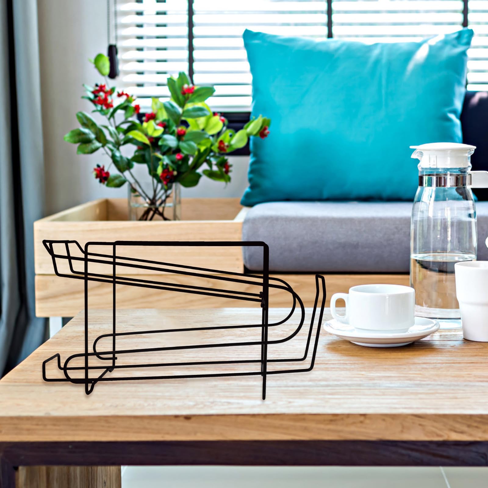 TOYANDONA Estante para Guardar Bebidas de Hierro Negro Diseño de Doble Capa y Deslizamiento Automático, Optimización de Espacio Adecuado para Neveras y Restaurantes
