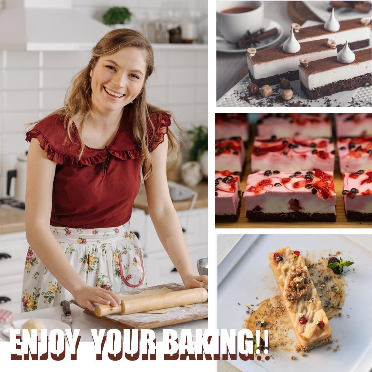 Springform Pan Set, 9.5/10/11Inch Square cake pans, Nonstick Bakeware Springform, Leakproof Cake Pans with Removable Bottom for Baking, Cheesecake Pan (Square, 9.5/10/11 inch)