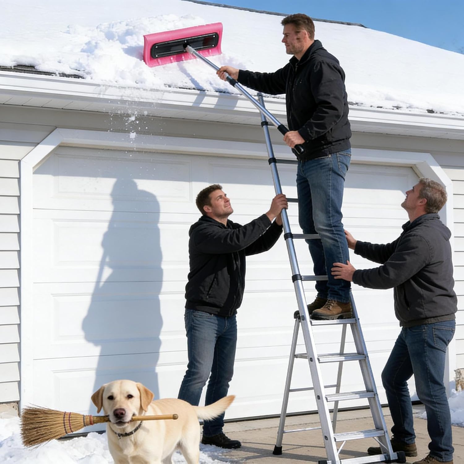 2PCS Roof Snow Rakes Foam Head | No Scratch Snows Brush, Roof Snow Removal Tool, Driveway Ice Rake, Removal Aid for Vehicle Garage Home Lawn Backyard Outdoor Driveway