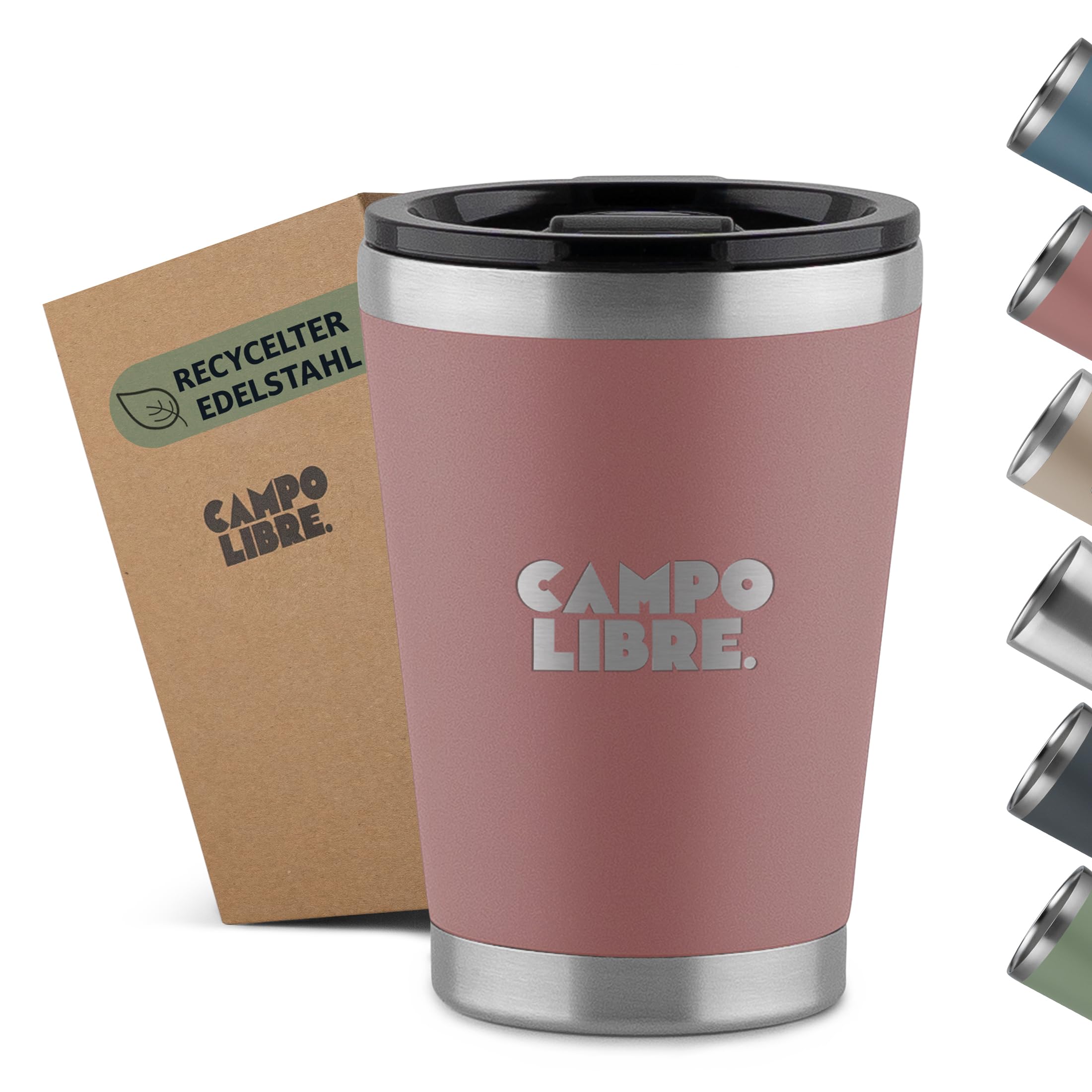 Campo Libre.® Bono I Thermobecher mit verschließbarem Deckel I Campingbecher 350ml I Thermosbecher I Perfekt als Teebecher to-go oder Coffee to-go Becher I Kaffeebecher thermo