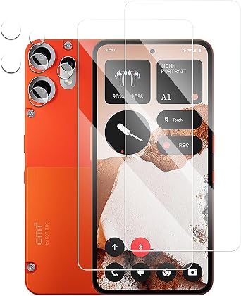 [2+2 Pack for Nothing CMF Phone 2 Pro Screen Protector + Camera Lens Protector Tempered Glass, 9H HD Anti-Scratch Case Friendly for Nothing CMF Phone 2 Pro Tempered Glass Film