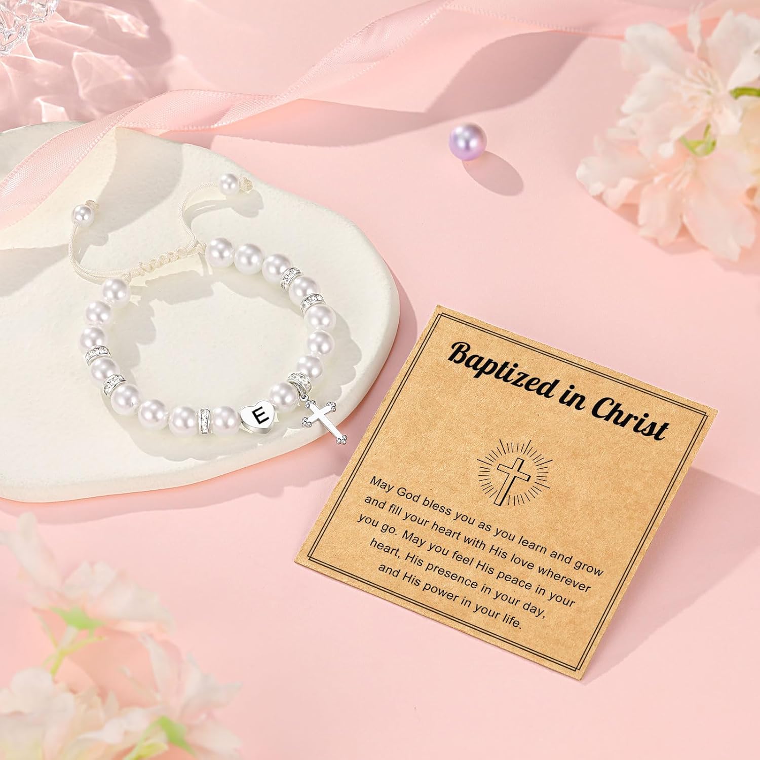 UNGENT THEM Initial Heart Cross Charm Bracelet for Girls, Baptism First Communion Easter Confirmation Gifts for Girls Teens - Image 7