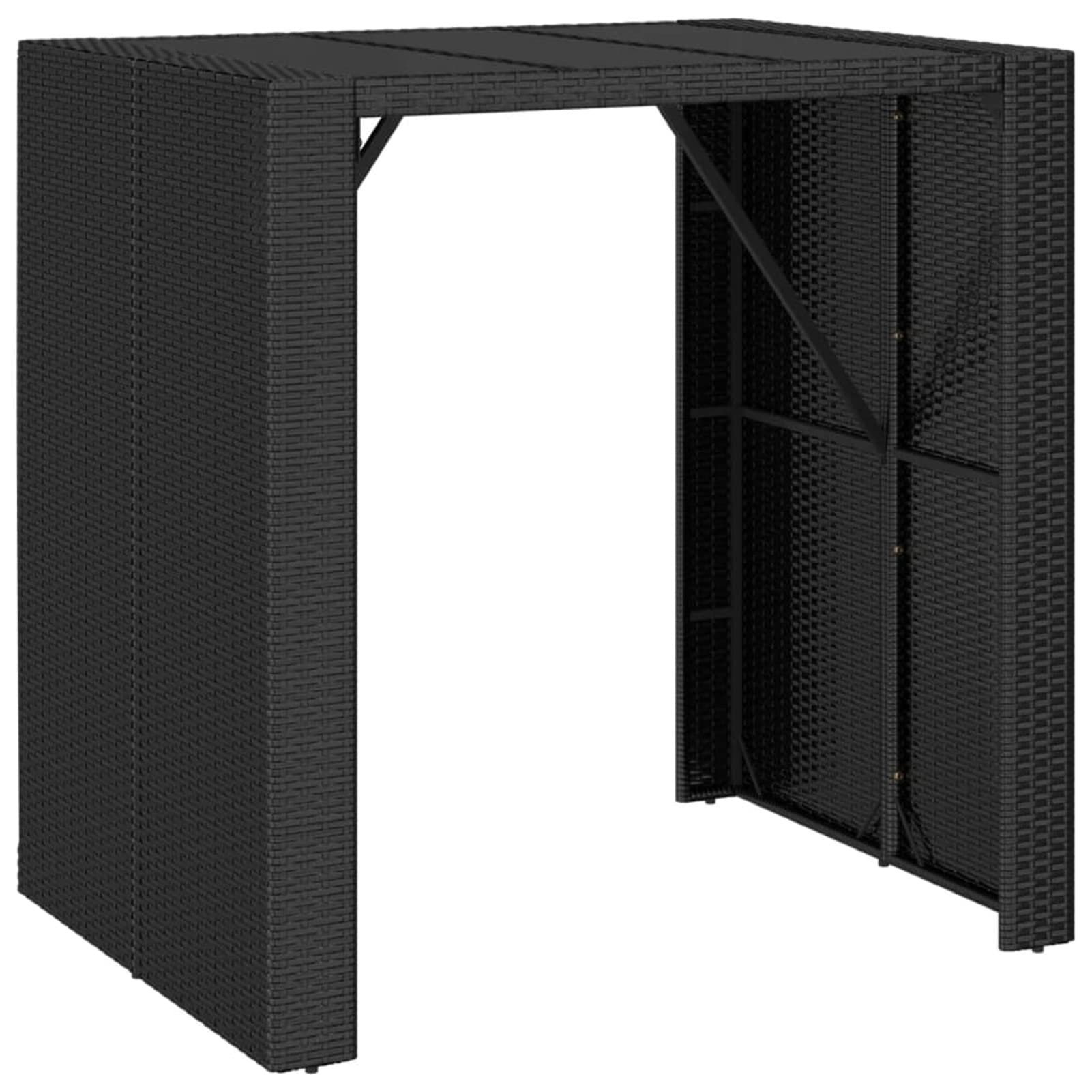 GuyAna Tavolo Bar con Piano in Vetro Nero 105x80x110 cm Polyrattan,Mobili,Mobili da giardino,Tavoli da giardino(SPU:362594)