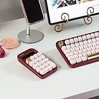Vista 6 de AZIO IZO Calculadora mecánica inalámbrica y teclado numérico (Rojo/Oro) - Bluetooth 5.0 y USB, interruptor mecánico Gateron-Blue, 9 modos