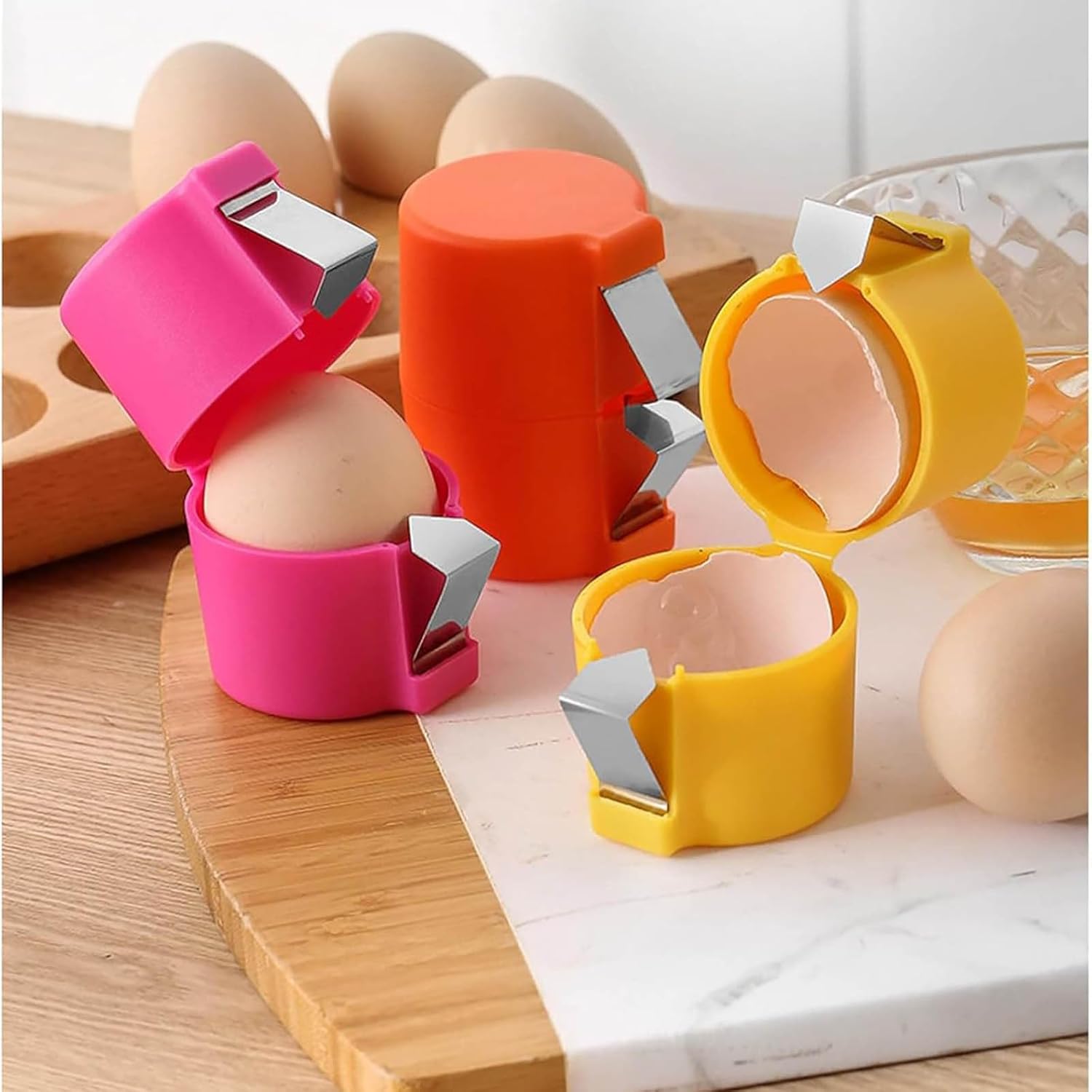 Egg Shell Opener, New Egg Cracker Tool for Raw Eggs, Handheld Eggs Breaker Multifunctional Egg Cutter Egg Cracker and Separator for Cooking Camping Kitchen Gadgets
