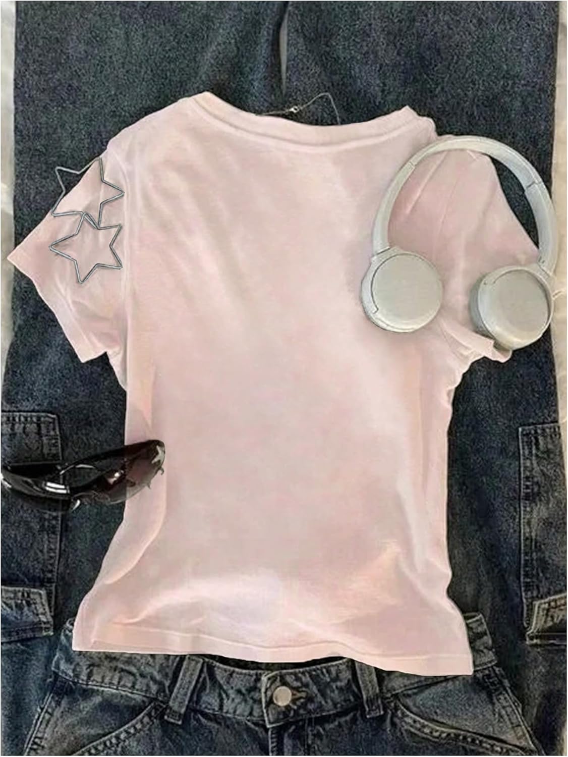 SOLY HUX Women's Graphic Tees Heart Print Short Sleeve Summer T Shirt Y2k Slim Fit Crop Tops - Image 2