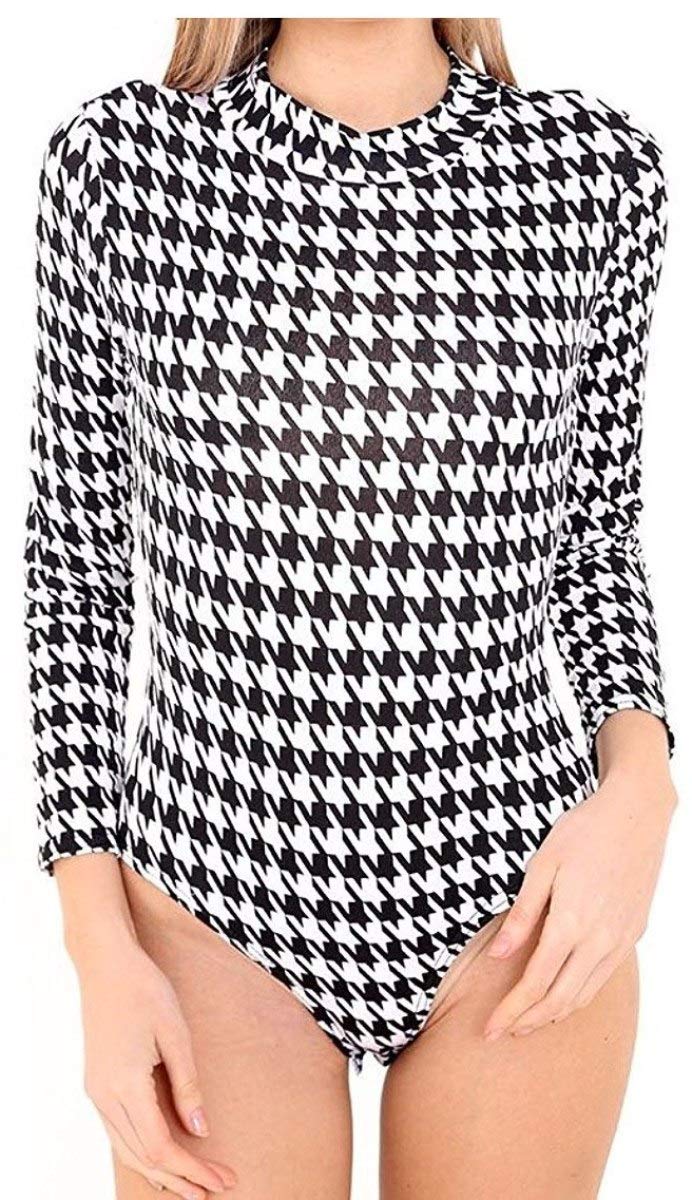 NAZ Fashion Womens Ladies Long Sleeve Polo Turtle Neck Plain Stretch Bodysuit UK 8-26