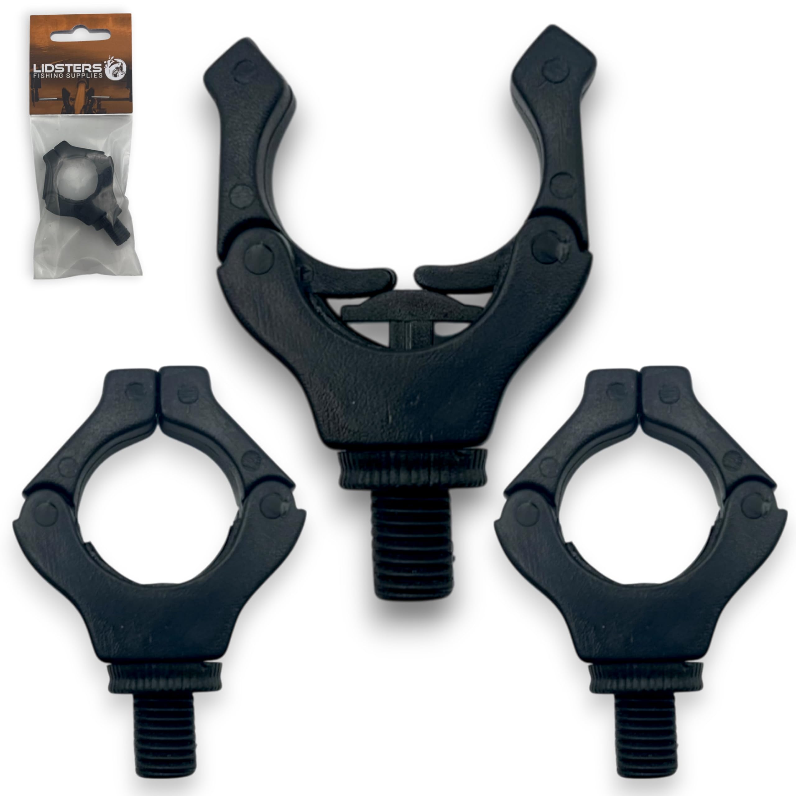 3 x Lidsters Rod Rests Secure Rod Back Butt Rest Carp Fishing Grip (3 x Black)