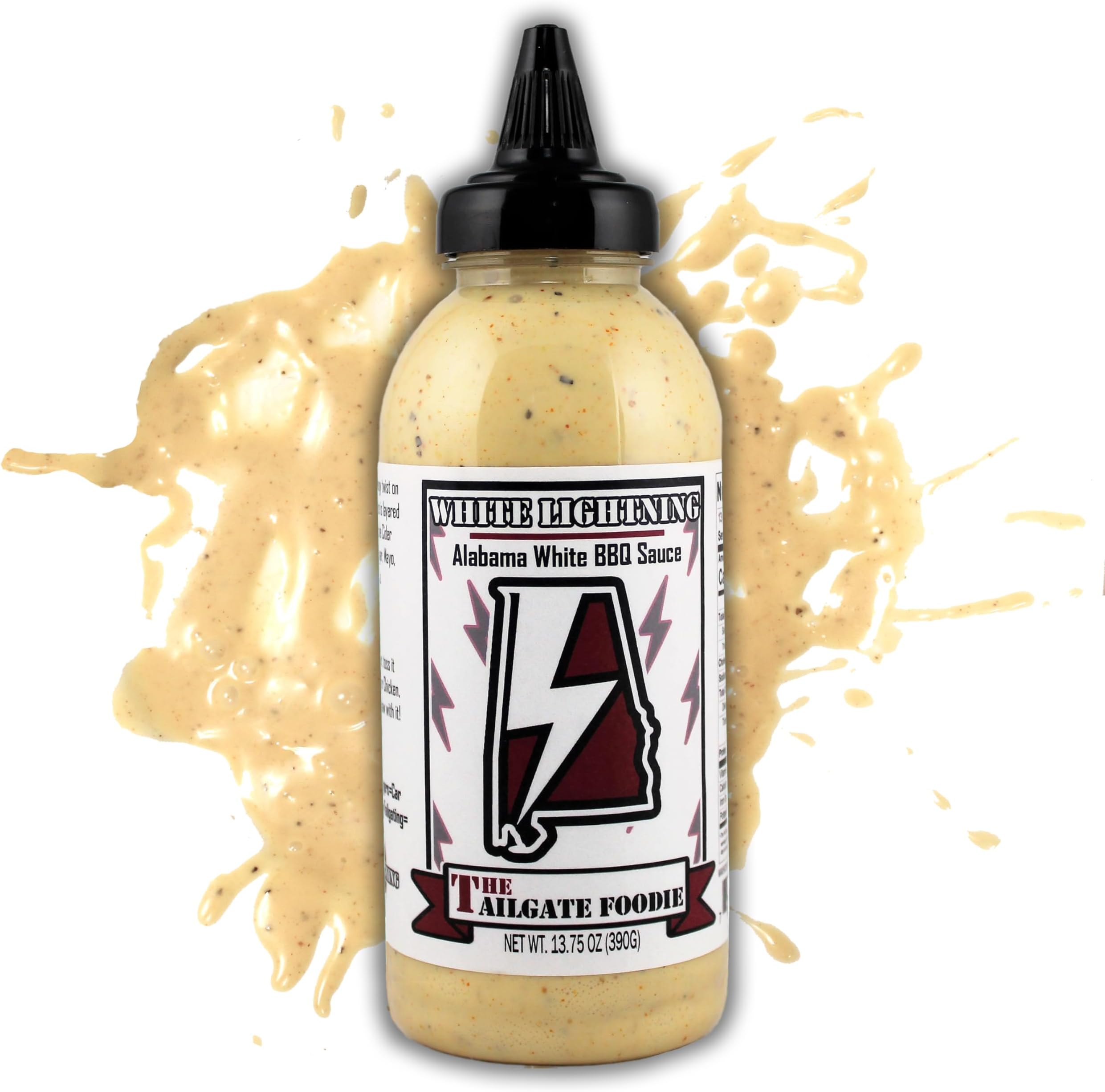 The Tailgate Foodie's | White Lightning Alabama White Barbecue Sauce | Small Batch BBQ perfect for Grilling, Smoking, or Cooking | Wings, Chicken, Beef, Pork, and Seafood | 13.75 oz. Squeeze Bottle