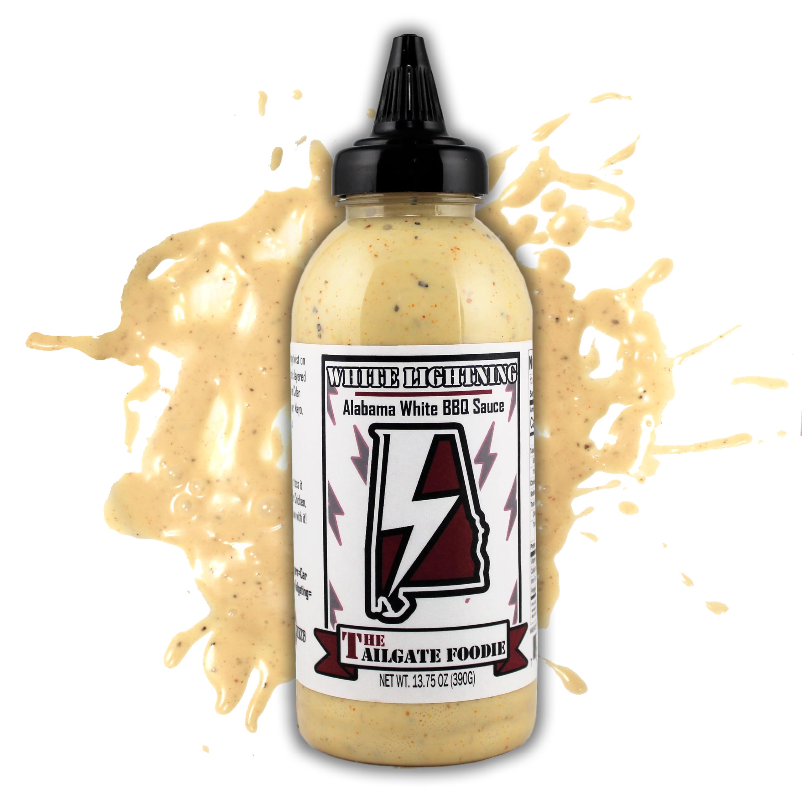 The Tailgate Foodie's | White Lightning Alabama White Barbecue Sauce | Small Batch BBQ perfect for Grilling, Smoking, or Cooking | Wings, Chicken, Beef, Pork, and Seafood | 13.75 oz. Squeeze Bottle