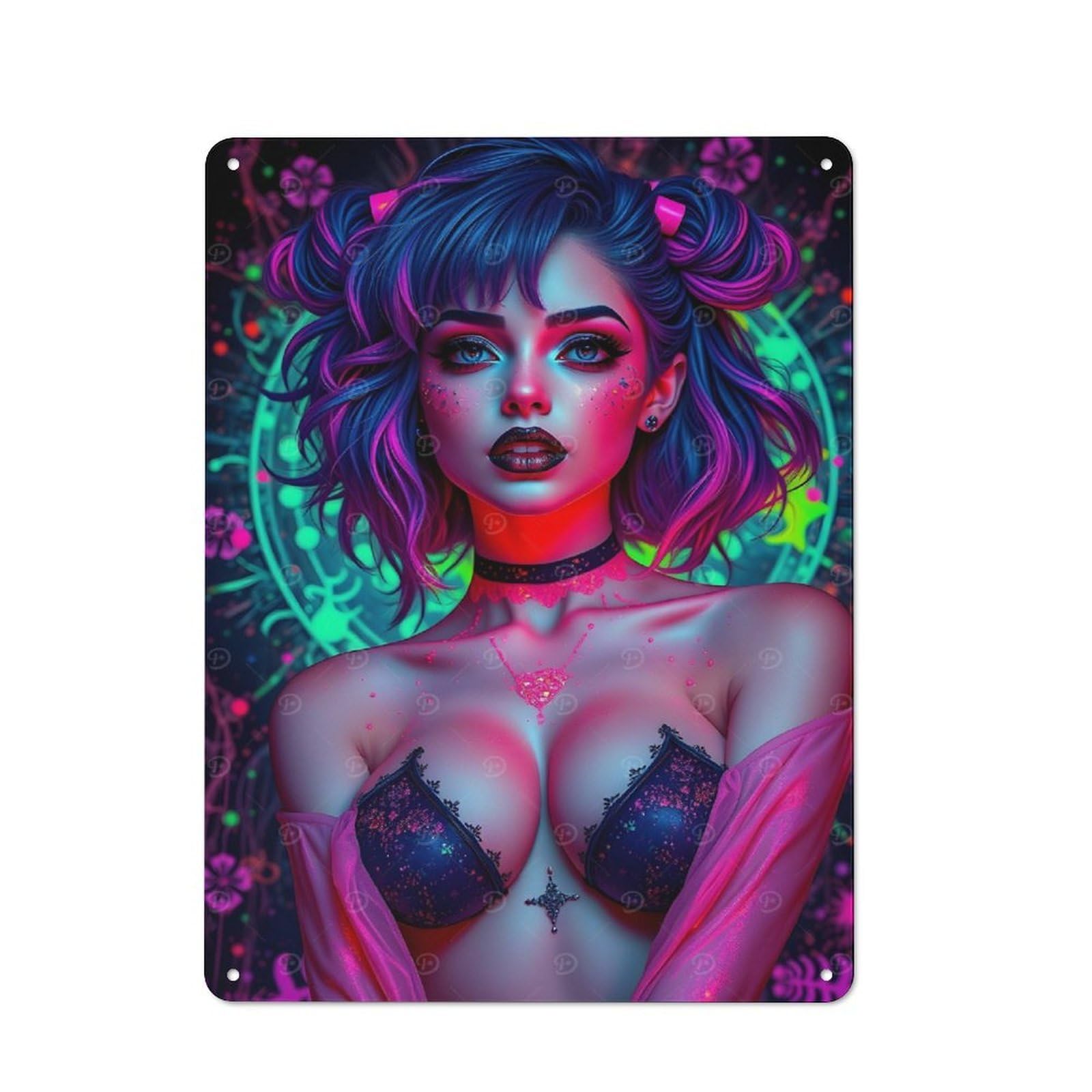 Junmoney Style-17 Neon Muse Vintage Metal Wall Sign 40X30cm For Garage Wall, Suited To Garage Decor Collectors