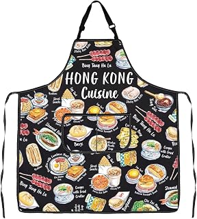 G2TUP Hong Kong Lover Gift Hong Kong Cuisine Apron With Pockets Chinese Culture Gift Hong Kong Tourism Chinese Pride Gift