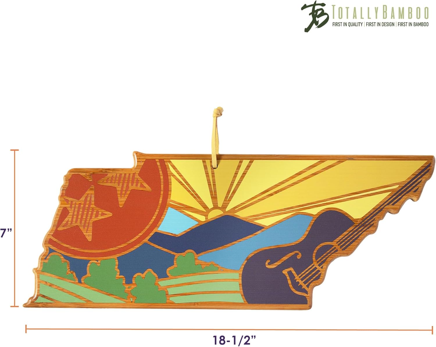 Totally Bamboo Tennessee State Shaped Cutting Board and Charcuterie Serving Platter with Artwork by Summer Stokes, Includes Hang Tie for Wall Display - Image 7