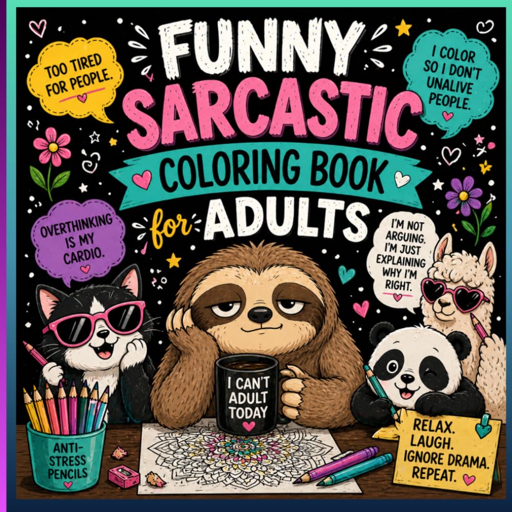 Funny Sarcastic Coloring Book for Adults: With Sassy Quotes, Cute Animals & Stress-Relief Illustrations