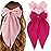 ATODEN Silky Satin Pink Hair Bows 2Pcs Big Hair Bows for Women Hair Ribbons Oversized Long Tail Bow Hair Clips Large Hair Ribbon Barrettes Metal Clips Bowknot Aesthetic Girls Hair Accessories