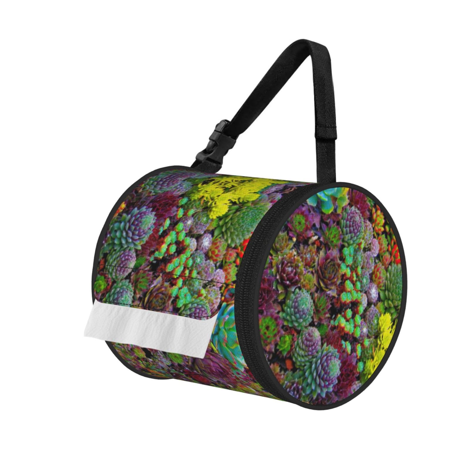 Succulent Print Fashion Tissues Organizer Box, Hanging Tissue Holder For Purse Coins For Car Office Daily Outing