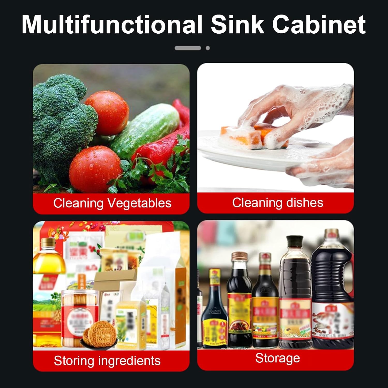 Commercial Stainless Steel Workbench Freestanding Sink Cabinet Large Space Storage Cabinet Large Outdoor Adjustable Legs(39.4 * 19.7 * 31.5in Right Sink)