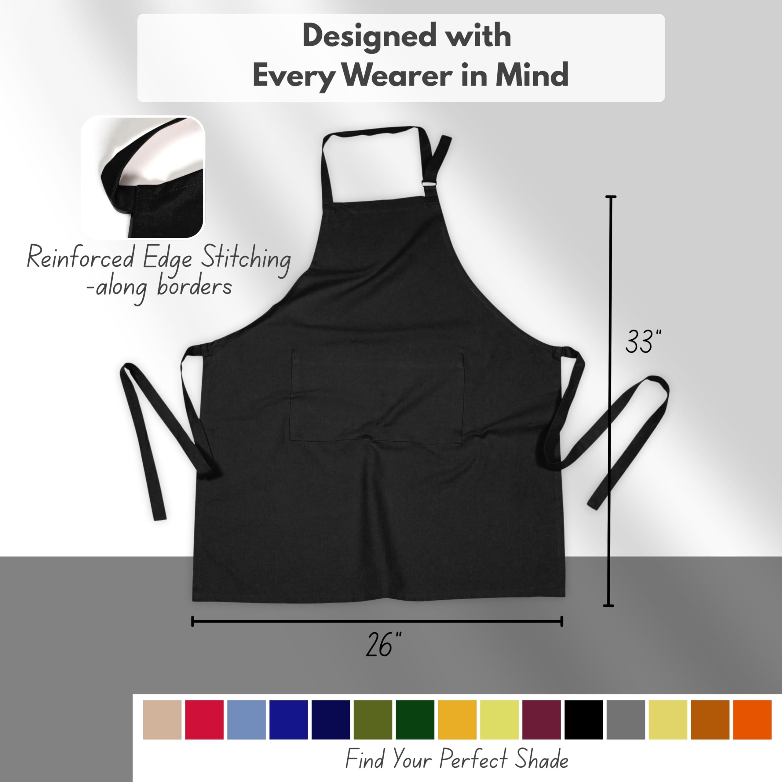 Native Fab Delantal de cocina de algodón, 2 unidades, ajustable, duradero, con bolsillos, perfecto para cocinar, hornear, asar a la parrilla y chefs, color negro, Negro -, 27"(L) x 33"(W)