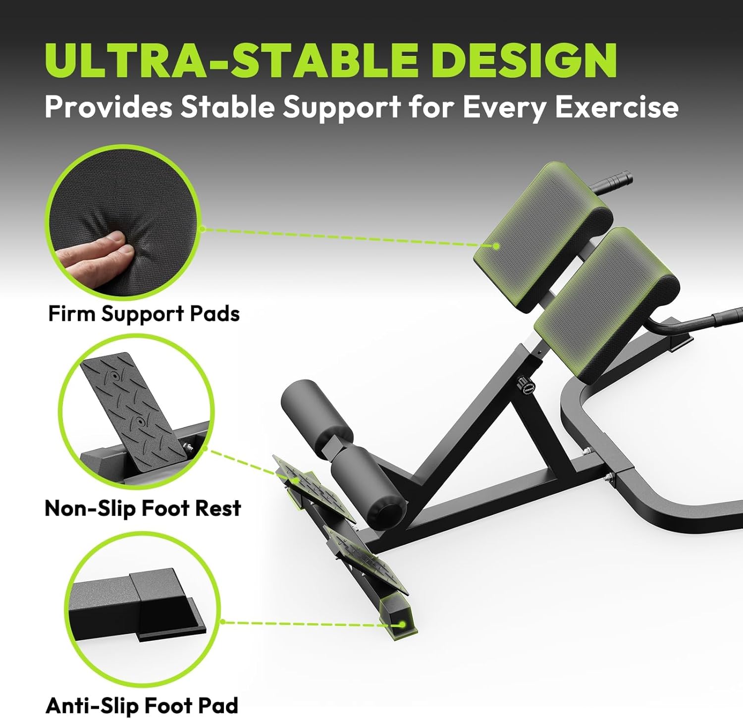 HANDBODE Back Extension Bench Roman Chair, Adjustable Hyperextension Machine, Adjustable Pad for Lower Back, Glutes, Core Strength Training for Home Gym, Heavy Duty Fitness Equipment