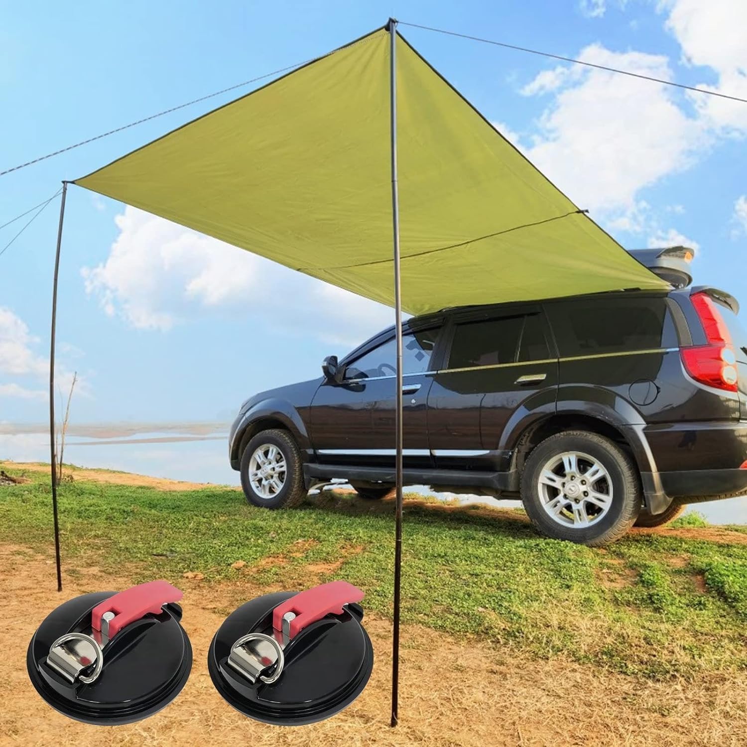 Tendalino Laterale per Auto per Campeggio All'aperto, Tettoia Pieghevole per Auto con Ventose, Chiodi E Aste per Telo Regolabili, Furgone, Camper, Kit Tendalino Portatile per Camion