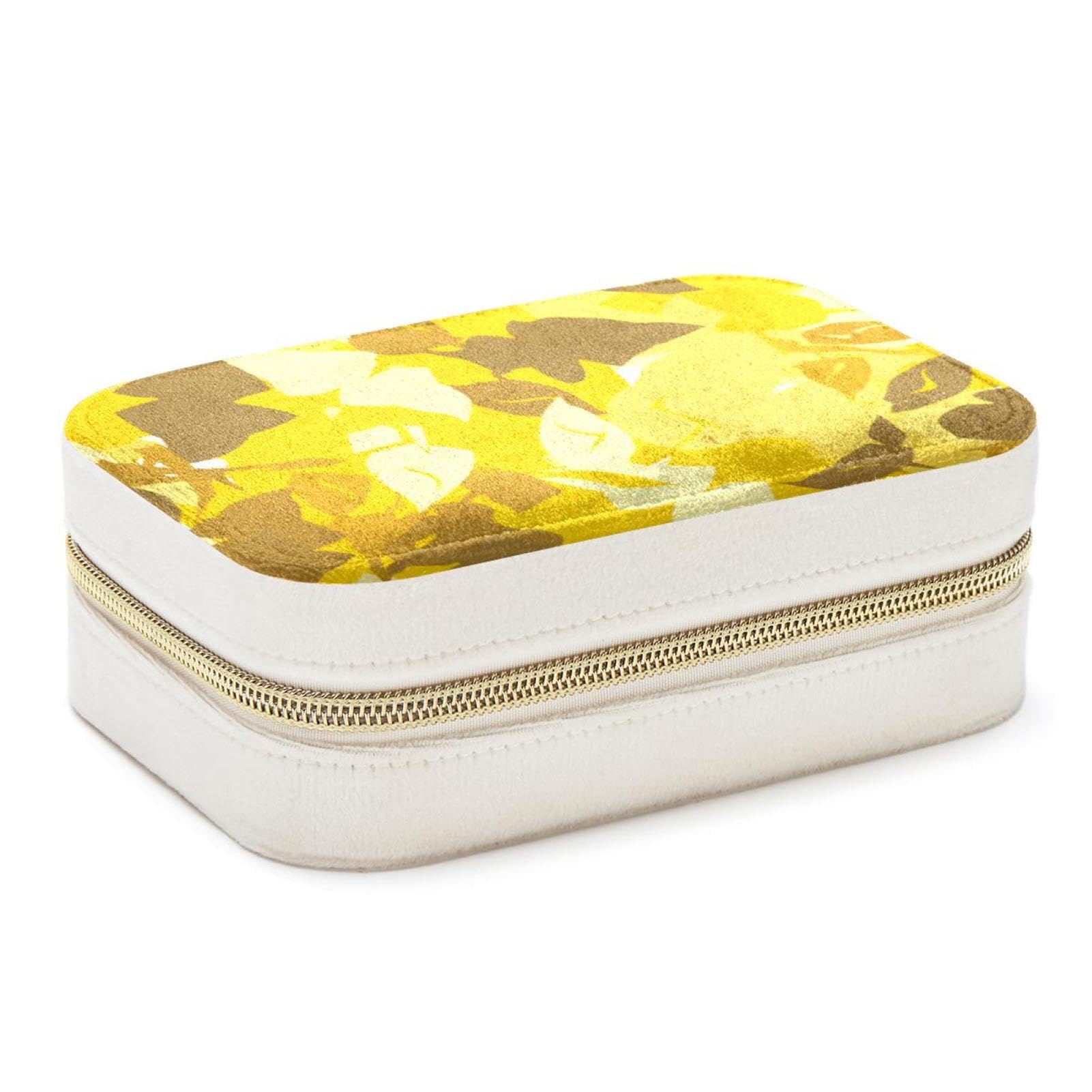 Boîte à bijoux motif feuilles jaunes une idée cadeau idéale pour femmes