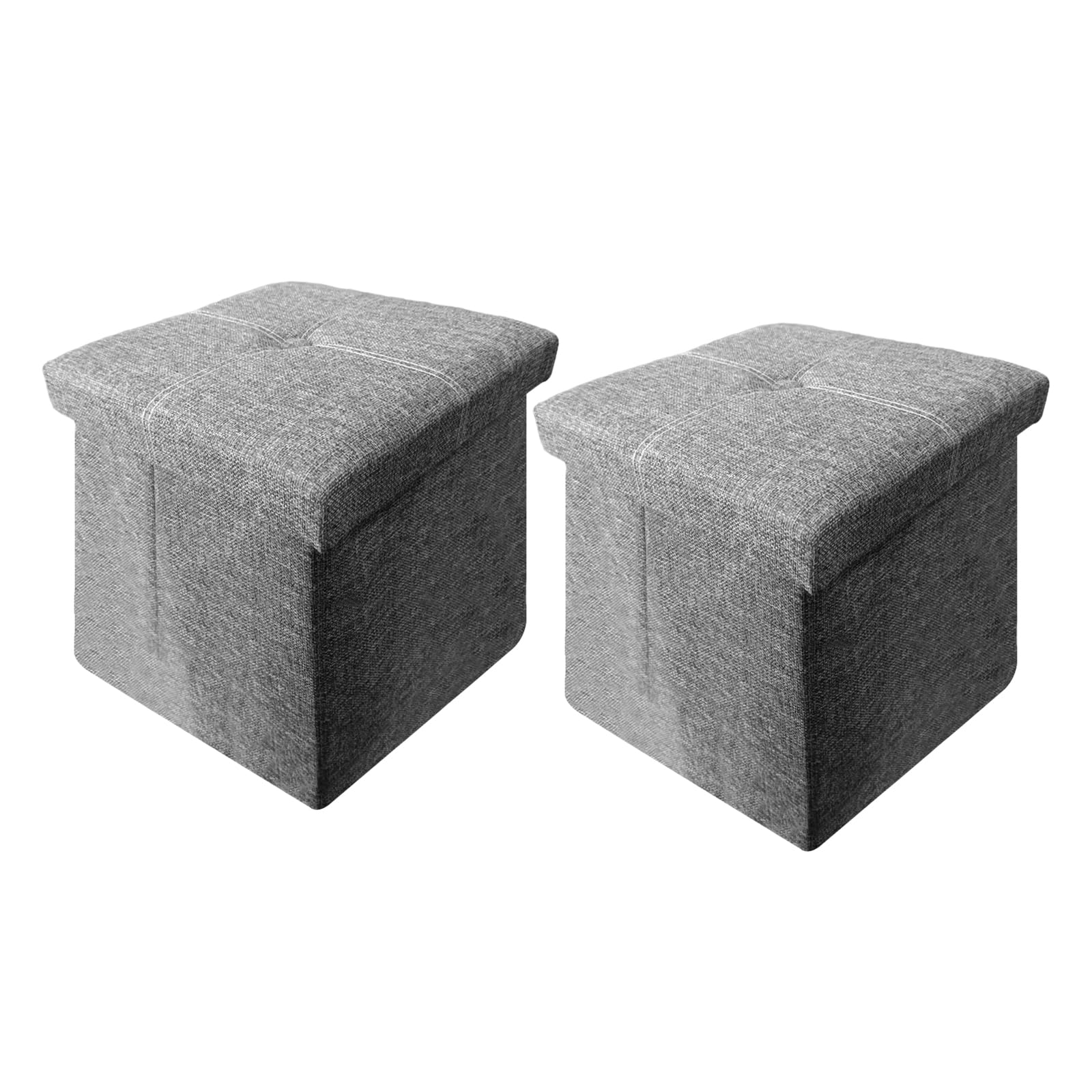 2 Pack Storage Ottoman Cube,Foldable Foot Rest Stool with Hidden Storage