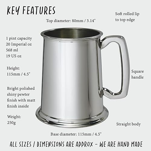 Miniatura 3 de Wentworth Pewter - Jarra de peltre de 1 pinta grabada gratis - Caja de boda, cumpleaños, jubilación, trofeo deportivo, regalo para papá