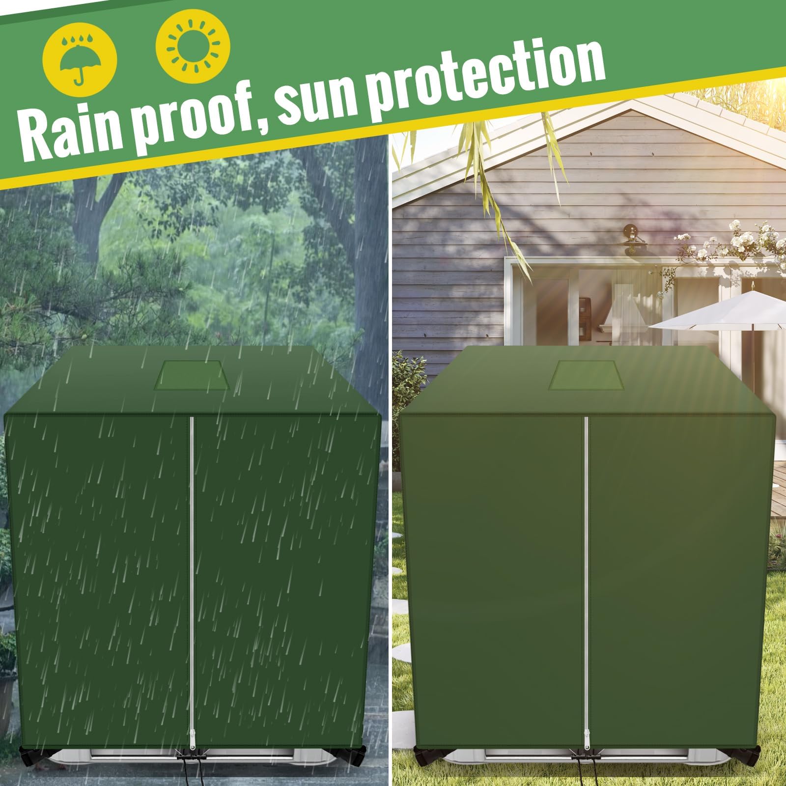 Housse de Réservoir IBC 420D 1000L,Réservoir D'eau Couvercle,Anti-UV Housse Protection Cuve,Bâche de Protection,Accessoires Cuve 1000L (Vert)