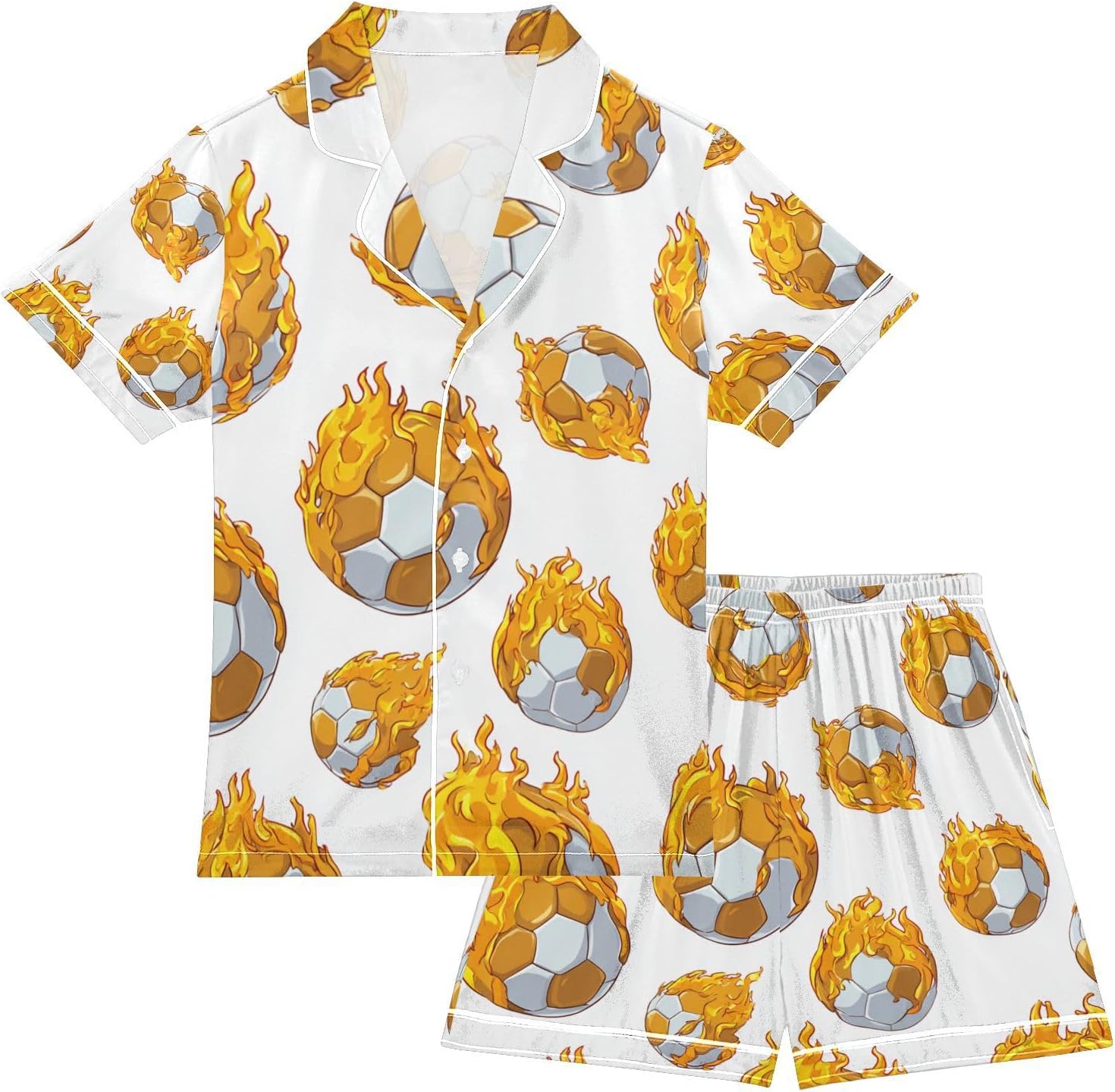 Silk Pajamas Sets Soft Satin 2 Piece Pjs Set Short Sleeve Sleepwear Nightwear