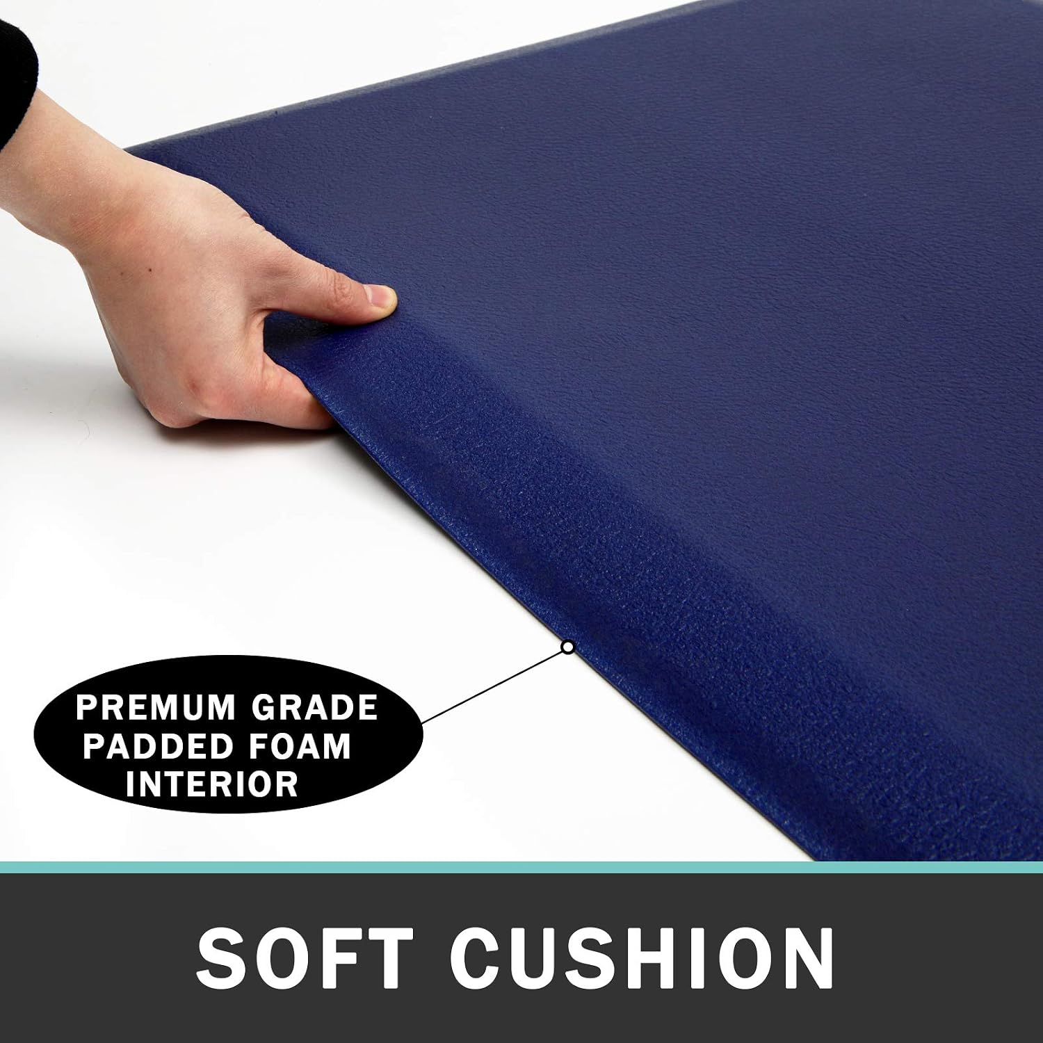 HEBE 4/5” Thick Cushioned Kitchen Floor Mats Runner 20"x72" Long Anti Fatigue Comfort Floor Mat for Kitchen Standing Desk Non Slip Kitchen Rug Waterproof Comfort Standing Mats, Blue