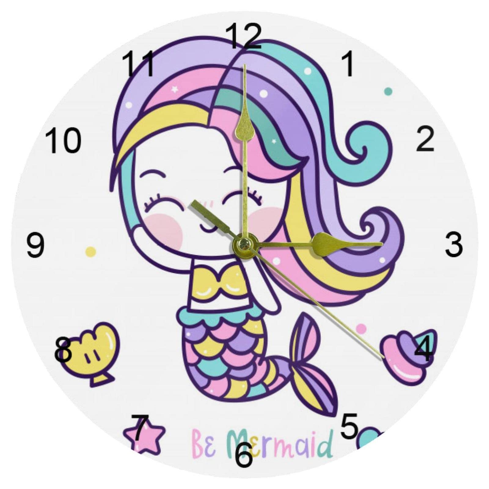 Horloge murale sirène 25,4 cm silencieuse avec chiffres arabes pour école et maison