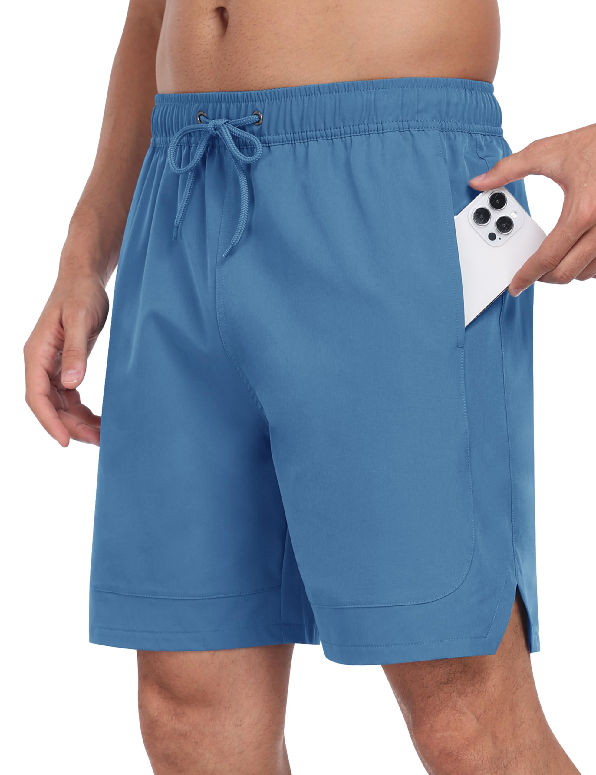 MoFiz Mens Swim Trunks 7inch Swim Shorts with Compression Liner Swimming Suits Board Shorts Surf Short Bathing Suit