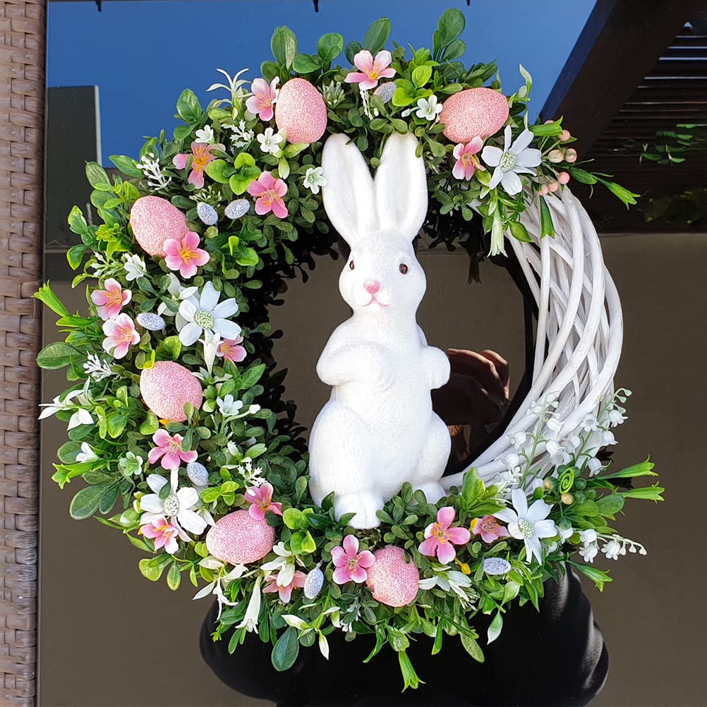 Ghirlanda Pasquale Con Coniglio E Scritta 'Buona Pasqua' – 60x35 Cm, Decorazione Porta/Muro, Artificiale
