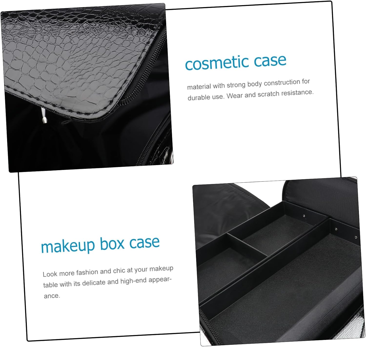 Didiseaon Professional Makeup Case Pu Leather Rolling Toiletry Bag Handle Shoulder Strap Large Capacity for Women Cosmetics