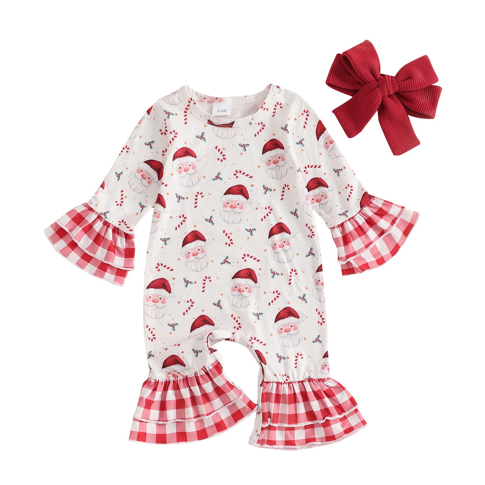 My First Christmas Baby Girl Outfit Newborn Infant Gingerbread Romper Santan Claus Jumpsuit Toddler Xmas Clothes