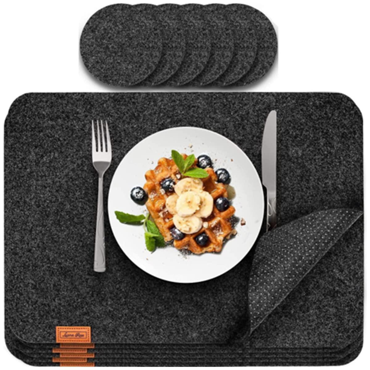 Sets de table rectangulaire en feutre lavable Luana Rose pour protéger des taches et rayures