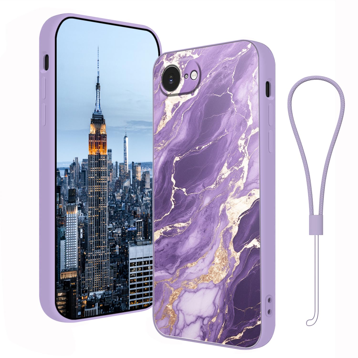 Coque silicone iPhone 16e effet marbre violet texture soft-touch premium - 8