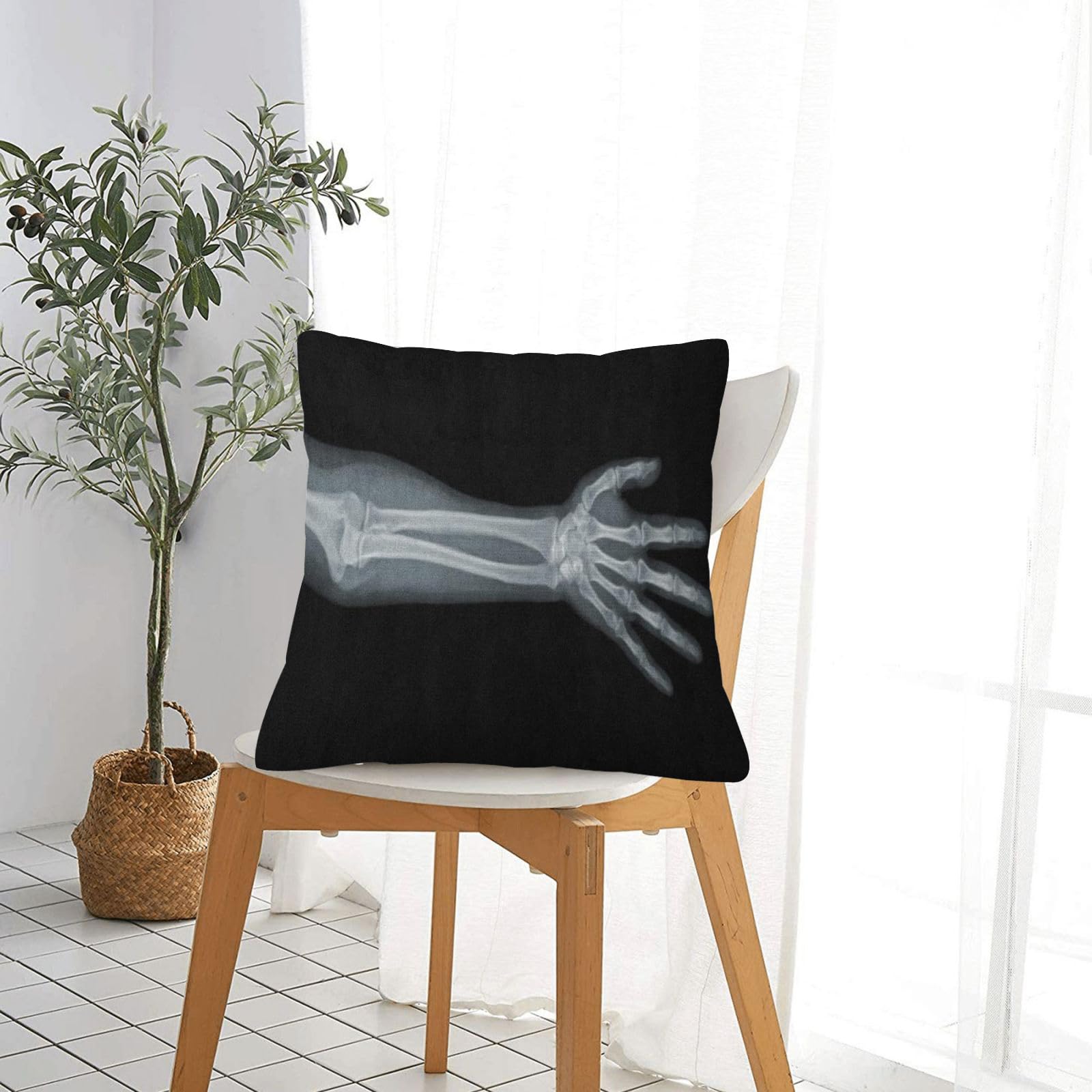 Pillow Cover Pillowcase Pillow case,Xray Hand X Ray View on Arm Bone Skeleton Body Broken,Square Cushion Cover Bedroom Livingroom Sofa Home Decor 18"X18"