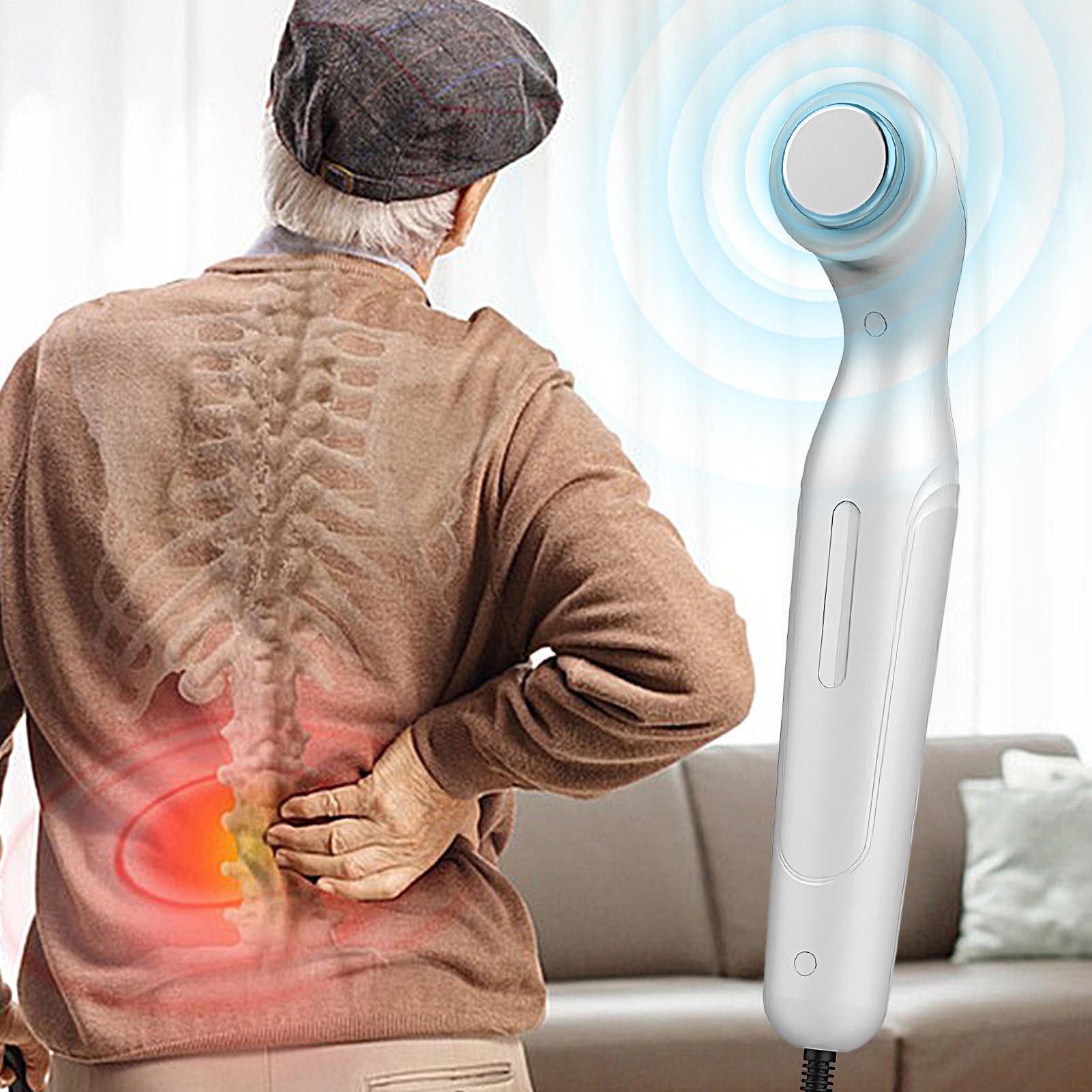 Macchina ad Ultrasuoni per Uso Domestico | Accessori Portatili Mano Libera per Corpo,Massaggiatore a Bacchetta Ergonomico Regolabile per Spalle Articolazioni Cosce Mani Gambe Braccia