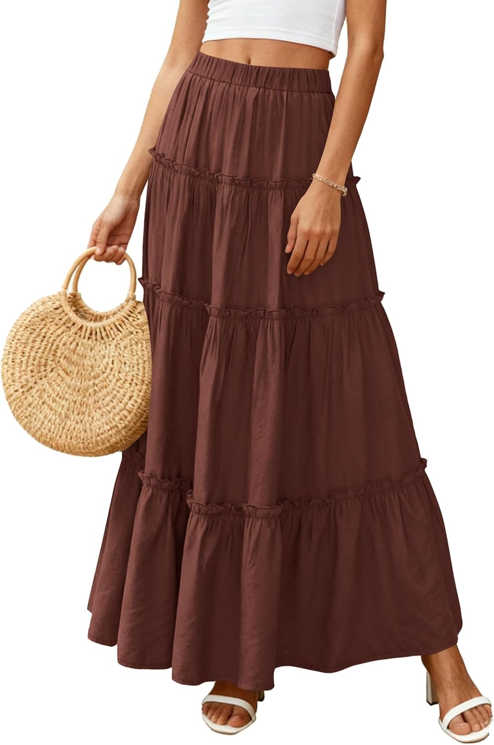 PRETTYGARDEN Boho Maxi Skirts for Women Trendy Summer 2026 Spring Long Flowy A Line Tiered Skirt Beach Vacation Clothes Dress - Image 5