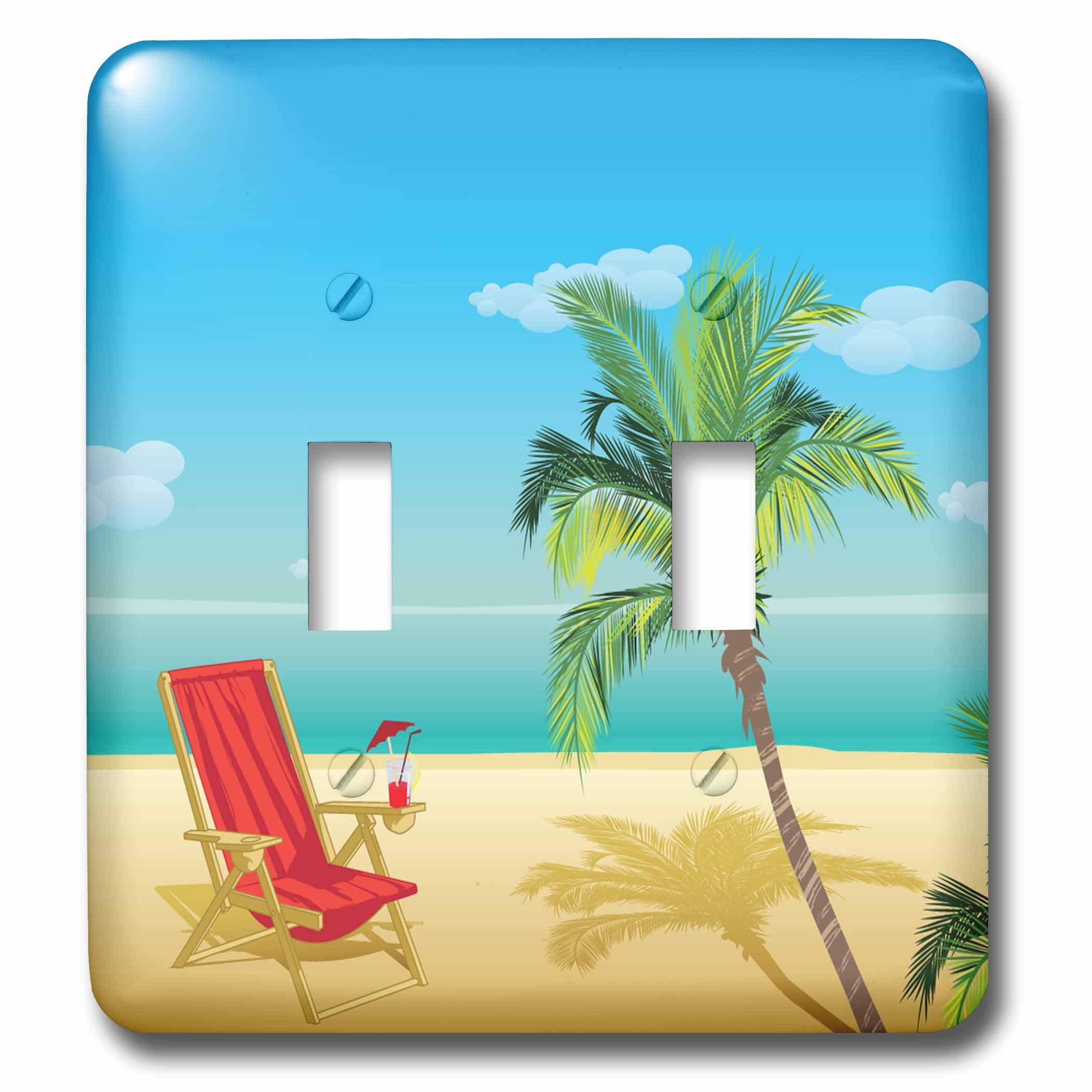 Double interrupteur à bascule décoratif plage et palmier pour maison et bureau