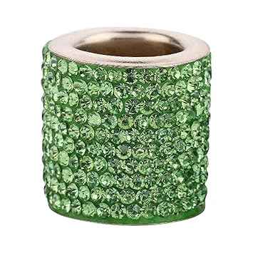 2x Crystal Diamond Car Headrest Head Rest Collars Rings Decors Light Green