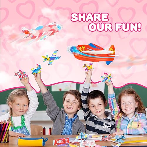 Miniatura 6 de TOY Life 36 piezas de regalos del día de San Valentín para el aula de niños, tarjetas del día de San Valentín con aviones de espuma para la escuela