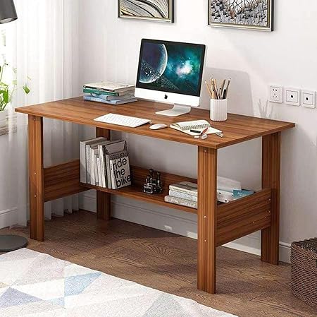 PIYUSH HANDICRAFT Engineered Wood Computer Desk with One Tier Shelves Laptop Study Table for Office Home Workstation Writing Modern Desk (Oak Brown)