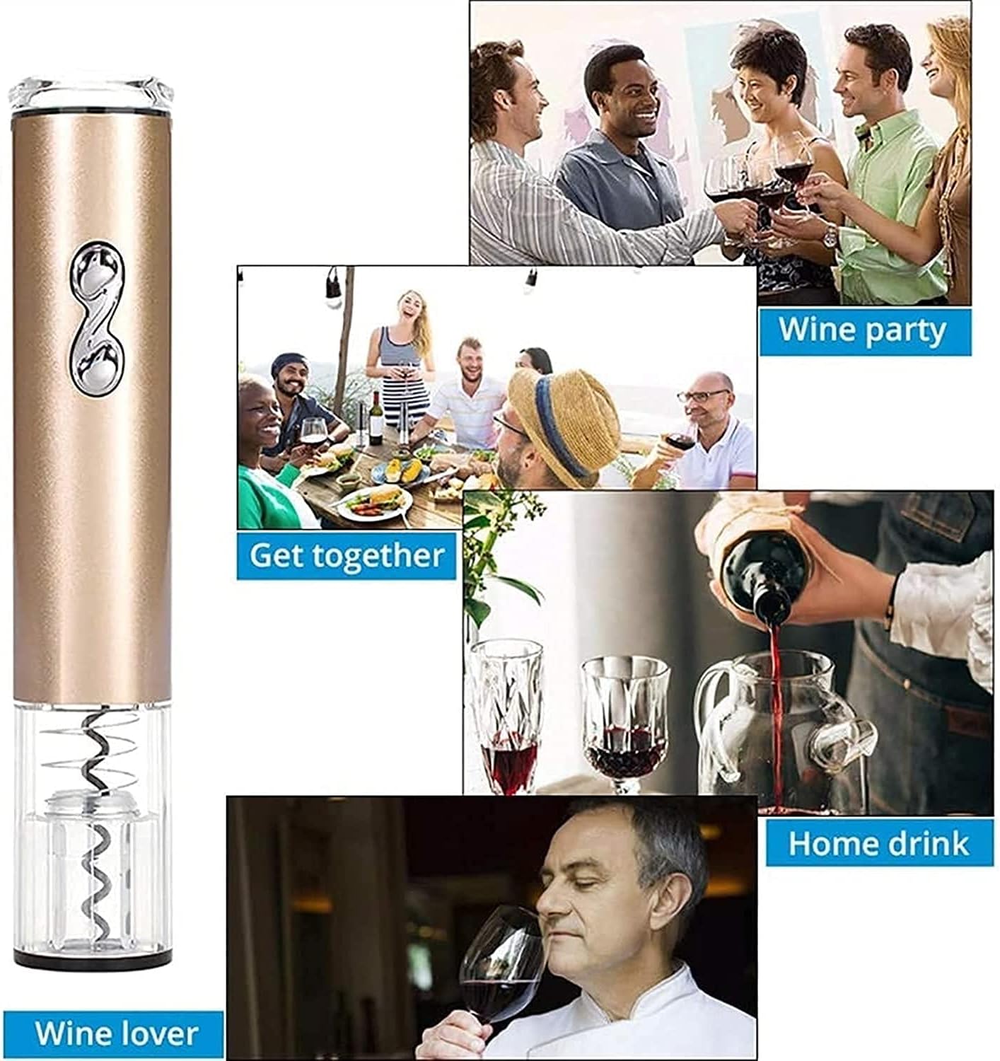 Electric Wine Opener,Operated Cordless Automatic Wine Openers Electric with Foil Cutter,Automatic bottle lifter for household wine opener