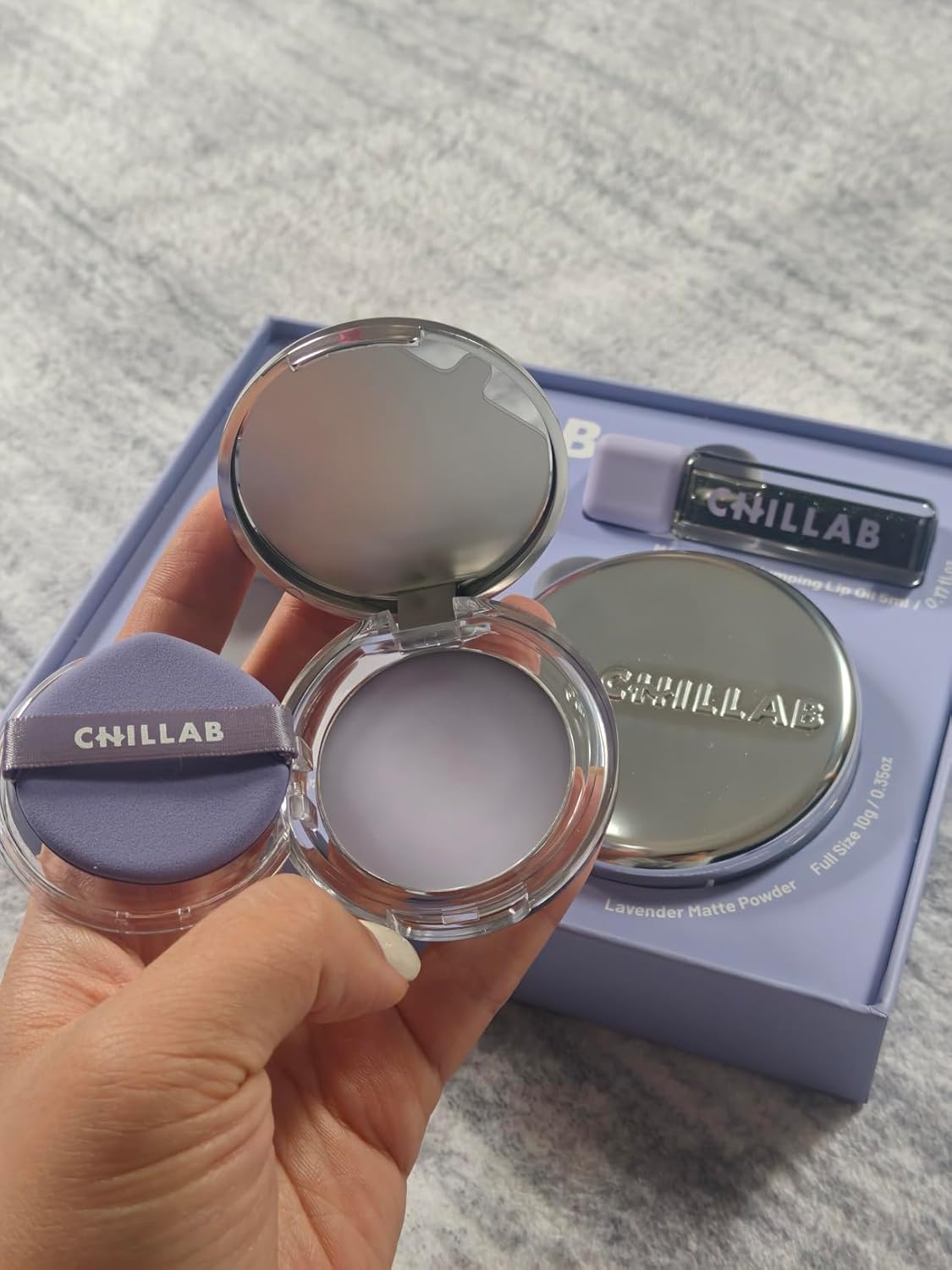 Chillab Signature Trio Set Limited Edition Gift Box with Lavender Matte Powder (10g New Packaging & 5g Travel Size Exclusive), Long-Lasting Oil Control, Non Powdery, Translucent, & Him