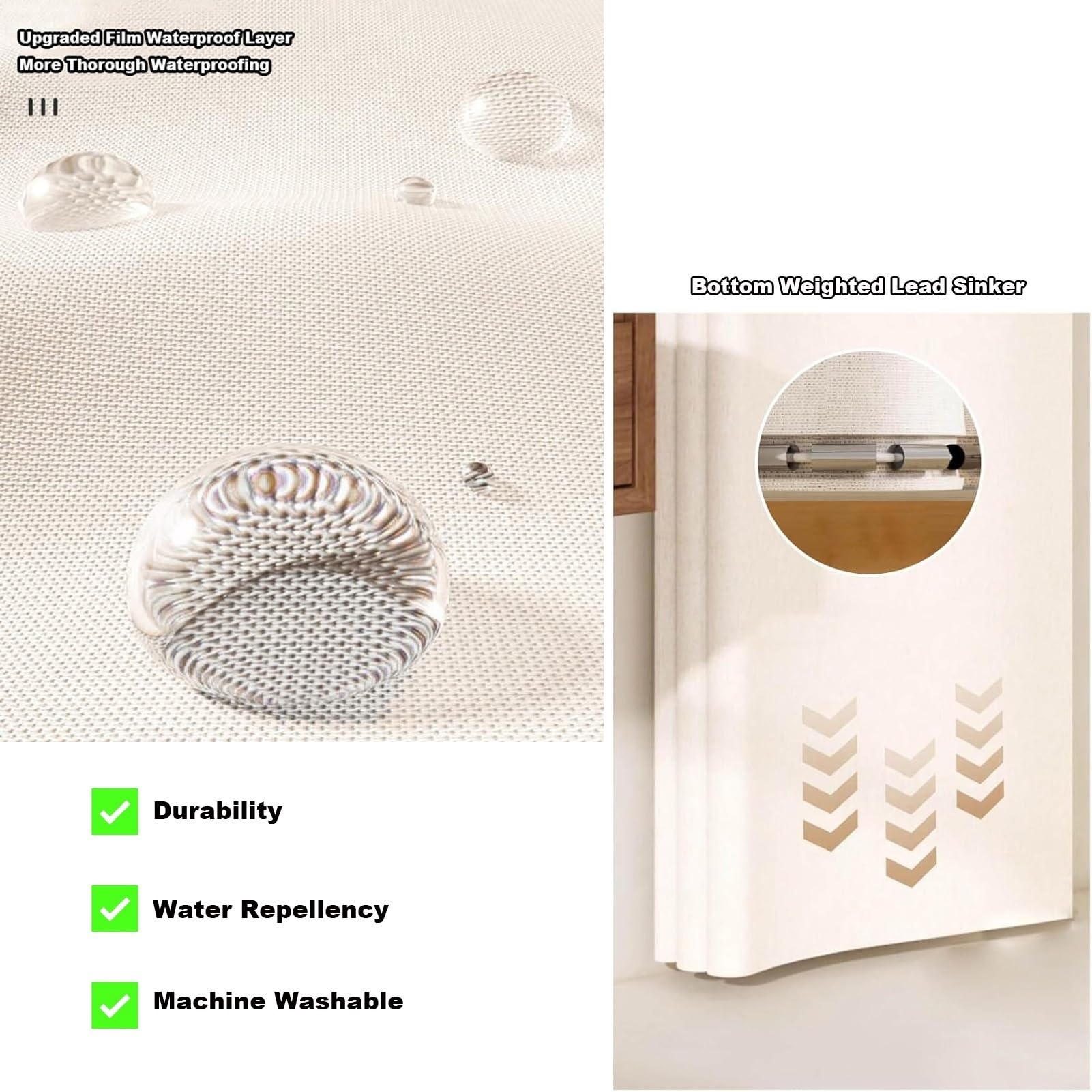 Tringle à rideau de douche pliante, nouveaux ensembles de rideaux de douche rétractables muraux, vestiaire Portable bricolage, sans perceuse, résistant(White Set,3-Fold)