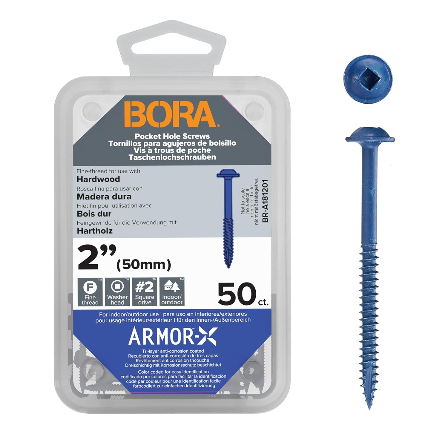 Bora Pocket Hole Screws - 2 Inch (50 Piece) - Fine Thread