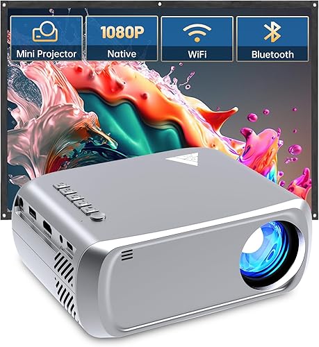 Miniatura 1 de Proyector con WiFi y Bluetooth, mini proyector portátil 1080P HD de 170 pulgadas, proyector de cine para exteriores, compatible con