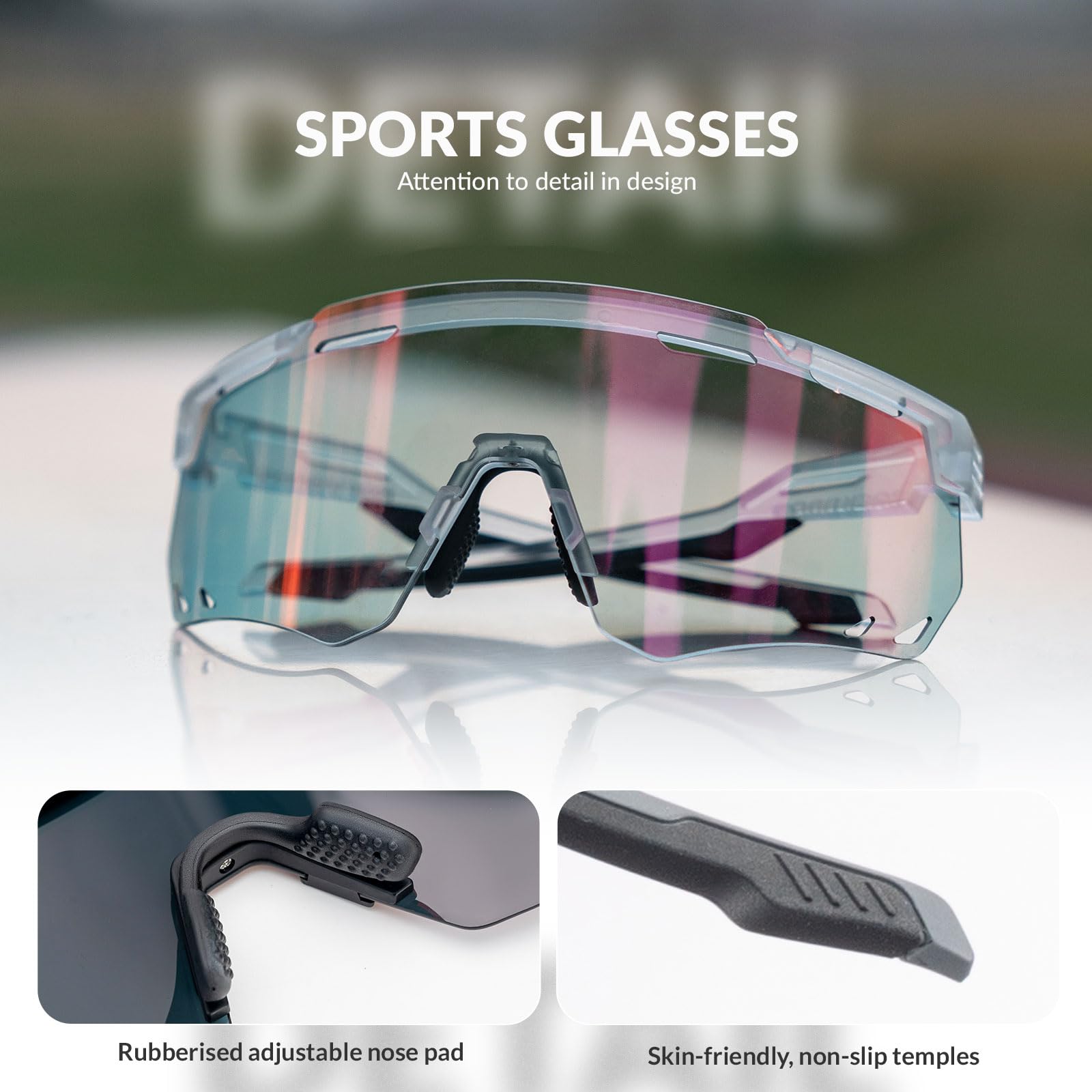 ROCKBROS Selbsttönend Sonnenbrille Fahrradbrillen Photochromatische Sportbrille für Damen und Herren UV400 Schutz TR90 Rahmen Radsport